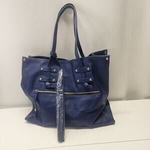 NWOT Laggo Siena Leather Tote Cobalt Blue Royal Blue Work Oversized Purse Bag